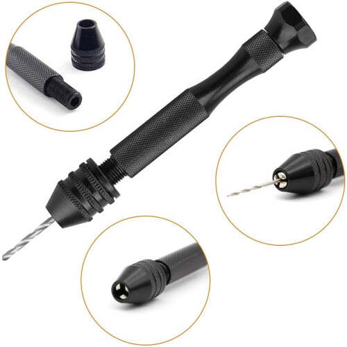 Black Aluminum Alloy Pin Vise Hand Drill with 25 Micro 2