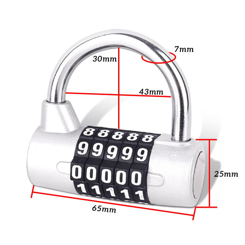 VOGDORA 5-digit resettable combination padlock silver 1 pack 1