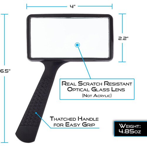 Handheld Magnifying Glass 3X Rectangular Large Lens 1