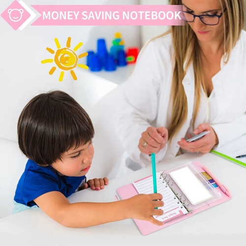 A6 Budget Binder with Zipper Envelopes Pink 2