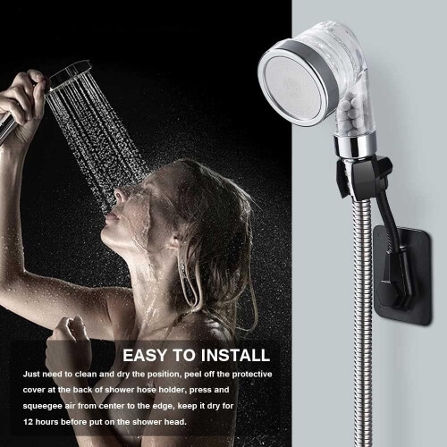 Shower Head Holder Black 360 Rotatable Wall Mount 2