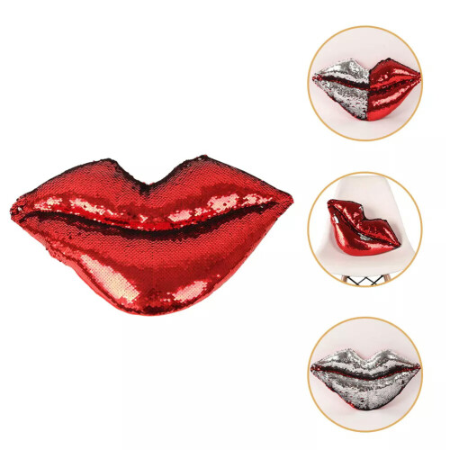 Sequin Lips Pillow Stuffed Decorative Cushion 1pc 2