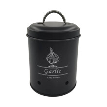 Metal vintage vegetable storage bin black garlic