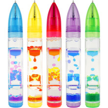Lzvxtym3/5 stuks vloeibare bubbelpennen met timer, antistressfunctie, kleurrijke, lekvrije vloeibare bubbelpen voor kinderen en volwassenen