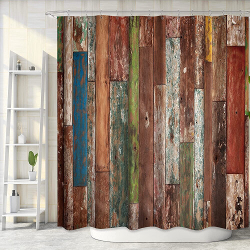 Wooden Brown Shower Curtain Hooks 12-Pack 1