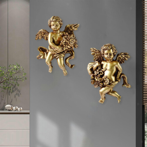 Angel Statue Figurine Resin Wall Sculpture 2 pcs 2