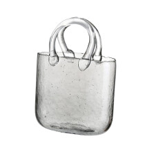 Glass flower vase handbag shape 1 piece