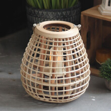 Bamboo candle holder lantern vintage style 28x30cm