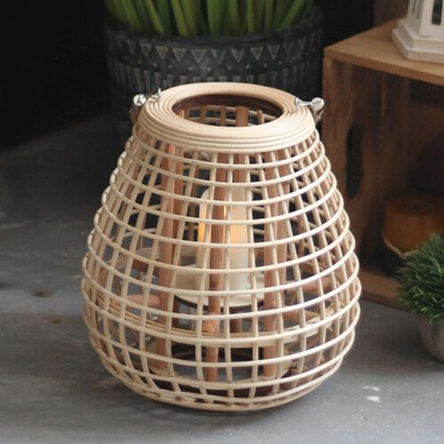 Bamboo candle holder lantern vintage style 28x30cm