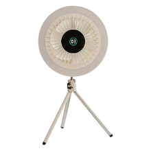 Camping Tent Fan with LED Light and Tripod Stand White