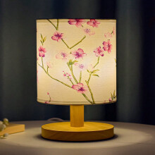 LOVEVER Nordic linen bedside lamp with wooden frame 1 pc