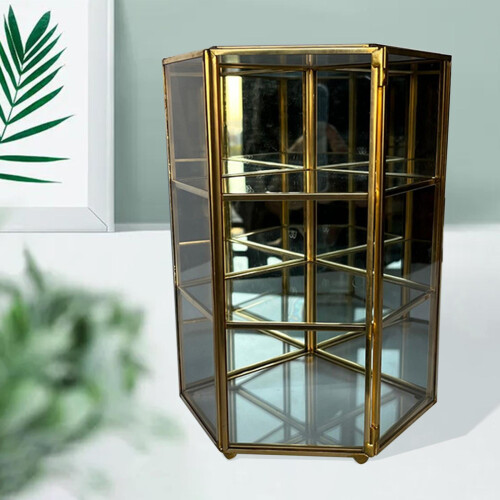 Clear glass jewelry box three-layer earring storage
