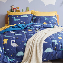 SLEEP ZONE Set Copripiumino Letto Completo/Queen - Stampa Carina per Bambini, Super Morbido, Dino Family