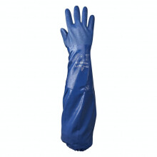 SHOWA NSK26 Nitrile-Coated Glove Cotton Interlock Liner Chemical Resistant 26"""" Length Small (Pack of 12 Pairs)