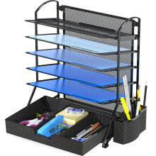Organisateur de bureau Simple Houseware Ă 6 niveaux avec tiroir coulissant, Noir