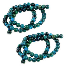Chrysocolla stone round beads 6mm 2 pieces