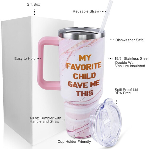 40 oz Tumbler with Handle and Straw Lid 1