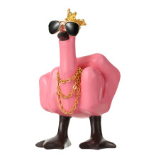 Duck Sculpture Resin Desktop Decor 7.5cm Pink Crown