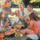 Picnic Basket Set Grey Wicker with Blanket Bamboo Plates 6
