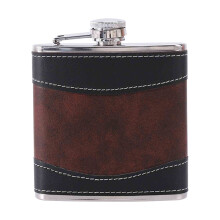 Leather Hip Flask Stainless Steel 7 oz