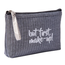 Cotton Linen Cosmetic Bag Large Capacity Zipper