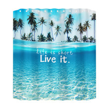 Ocean Beach Print Shower Curtain 70x70 Inch with Liner and