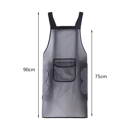 TUMALL kitchen apron with hand wipe pocket black 2