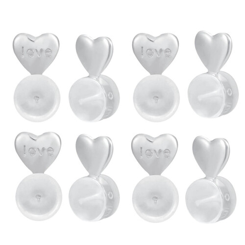 Earring Backs Silver 8PCS for Heavy Earrings