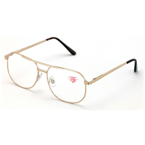 Metal Aviator Reading Glasses +1.00 Spring Hinge Square 1