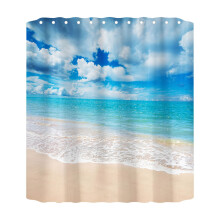 Ocean Beach Print Shower Curtain 70x70 Inch with Liner and