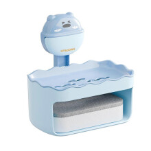 (Blue) Wall Hanging Soap Box Drain Soap Holder Bathroom Accessories Suction Cup Soap Dish Tray Soap Dish for Bathroom Soap Container