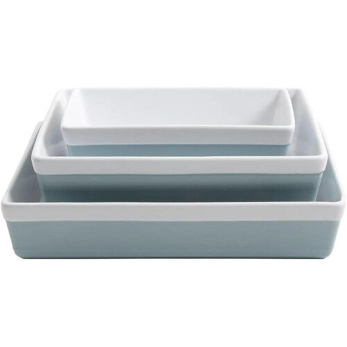 Stoneware bakeware set grey 3-piece 1