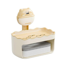 (Yellow) Wall Hanging Soap Box Drain Soap Holder Bathroom Accessories Suction Cup Soap Dish Tray Soap Dish for Bathroom Soap Container