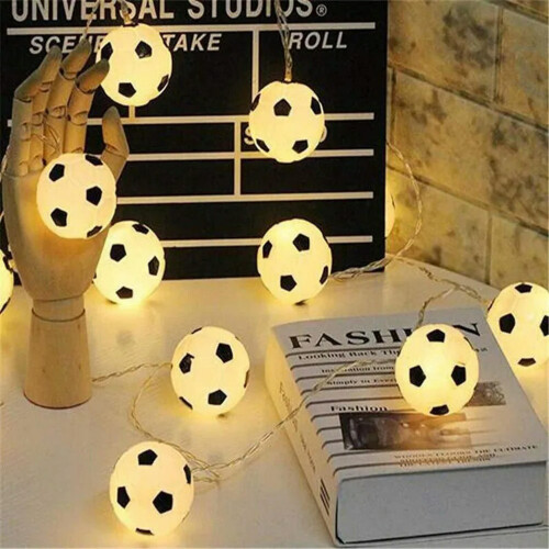 Football-shaped LED string lights white 10-pack 2