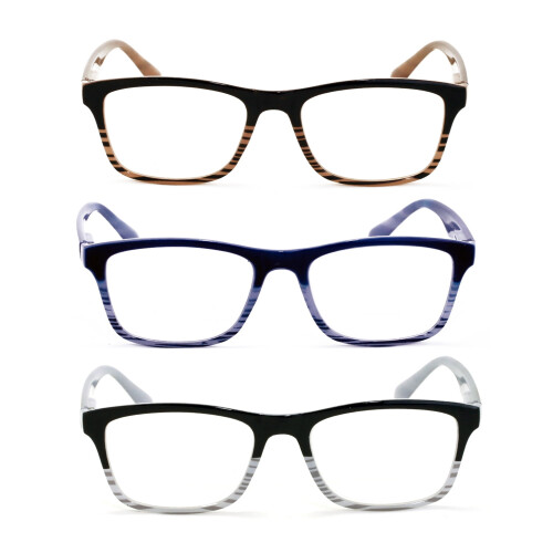 Reading Glasses Rectangular Spring Hinge +2.25 3 Pairs 1