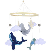 Baby Crib Mobile Felt Whale Clouds Ocean Animals 1 Pack