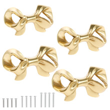 Brass Gold Bow Drawer Pull Handles 4 pcs
