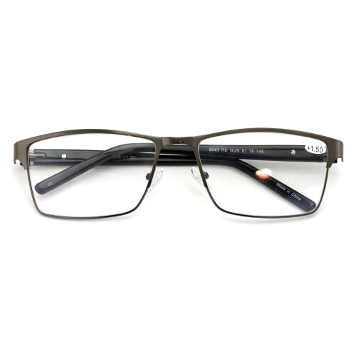 Men's Premium Rectangle Reading Glasses Metal Frame with 1