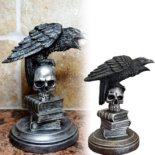Gothic Crow Resin Figurine for Halloween Decor