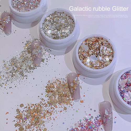 Pink nail art sequins box, irregular reflective, 1 set