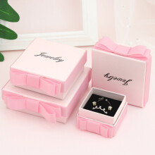 Pink Jewelry Box with Bowknot and Sponge Insert