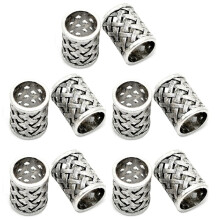Vintage bronze braid beads tube pendant 10 pcs