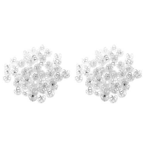 Silver 4-Leaf Filigree Bead Caps 200 pcs 8mm
