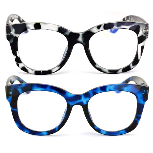 Women's Bold Round Reading Glasses +2.75 2 Pairs 1