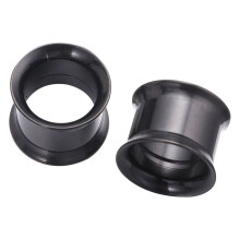 Stainless Steel Ear Tunnels 2PCS Black 12mm