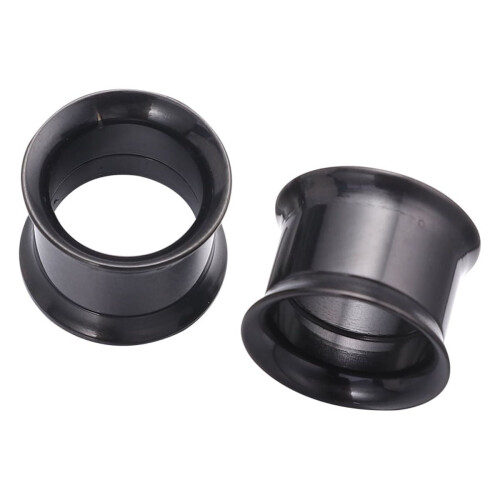Stainless Steel Ear Tunnels 2PCS Black 12mm