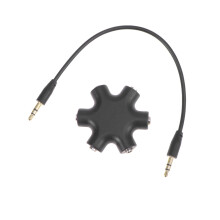 Hexagonal headphone jack splitter 5-way 6-port female audio