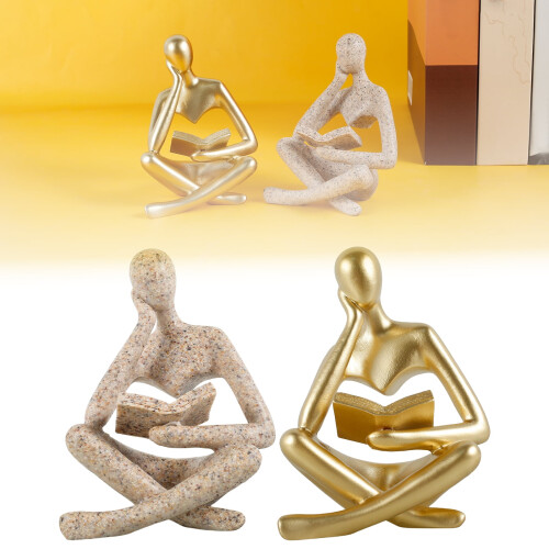 Abstract Thinker Bookend Resin Statue Sandstone