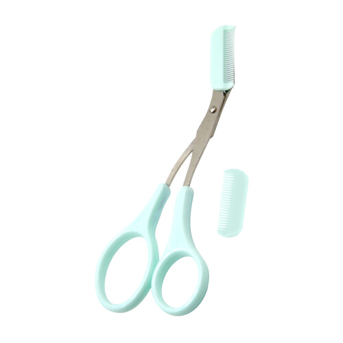 Eyebrow Trimmer Scissors Stainless Steel with Comb 1 Pair