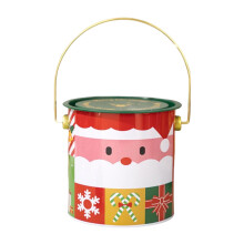 Christmas cookie tin with lid, round metal, 1 piece